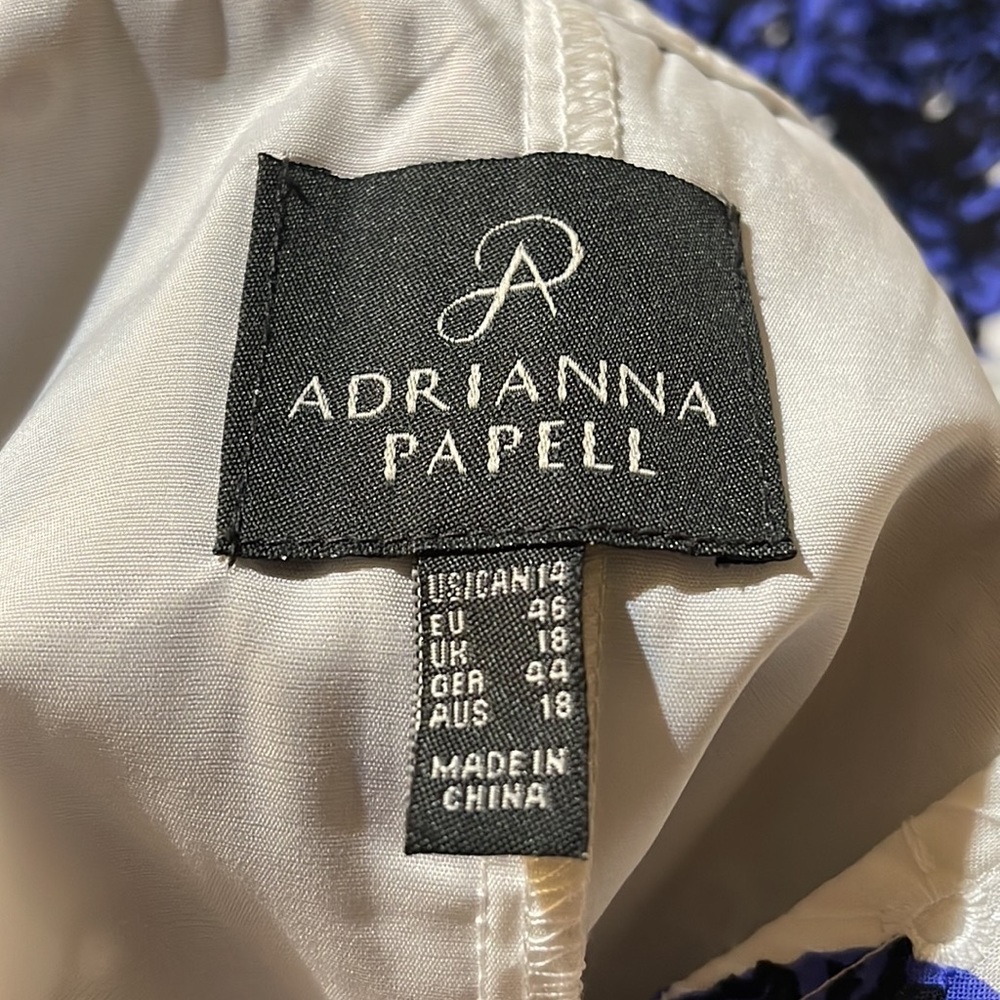 Adrianna Papell Floral Print Fit and Flare Dress Blue White - Picture 11 of 14